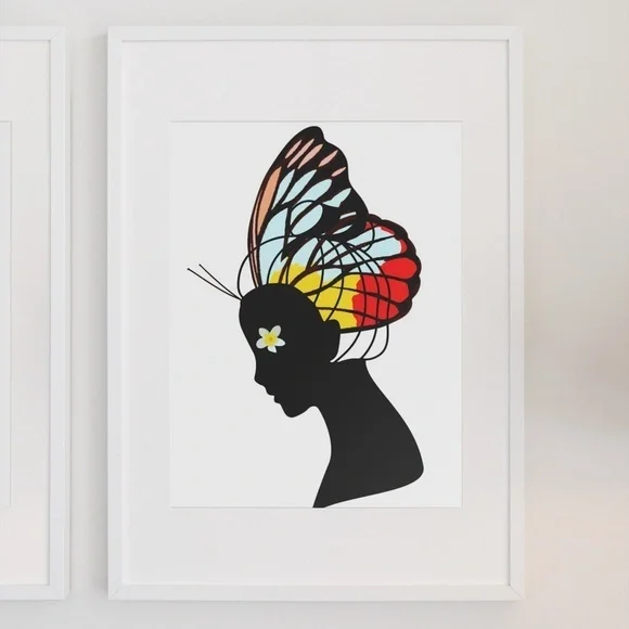 Abstract Wall Art Butterfly Girl Print Unframed - Picture 7 of 8